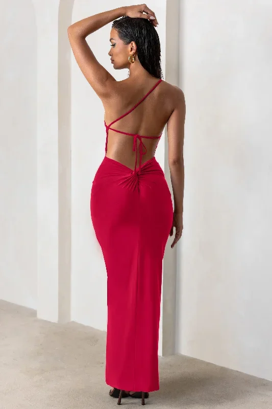 Dressing Up | Red One Shoulder Maxi Dress With Open Back Detail