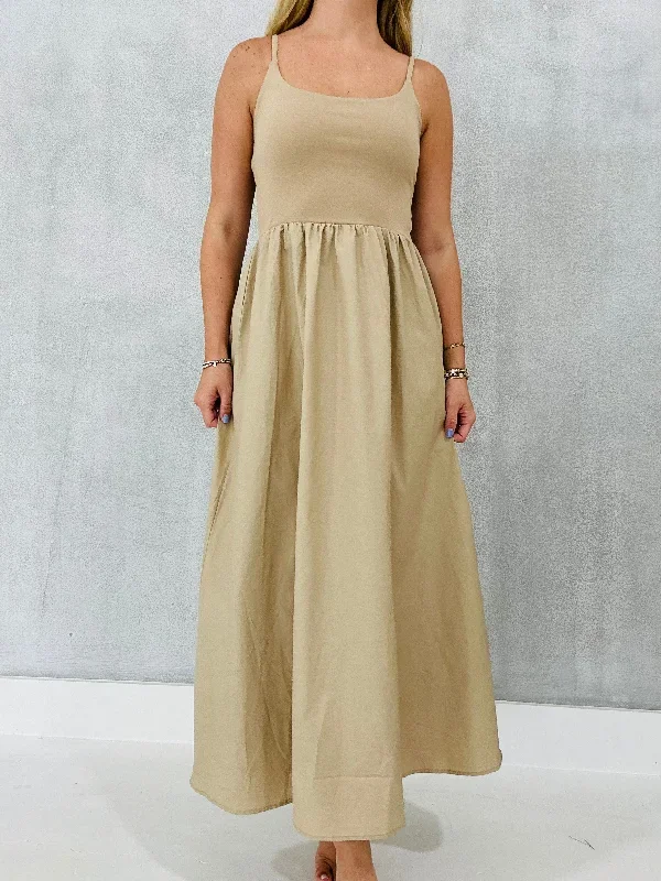 Gravel Roads Midi Dress - Khaki