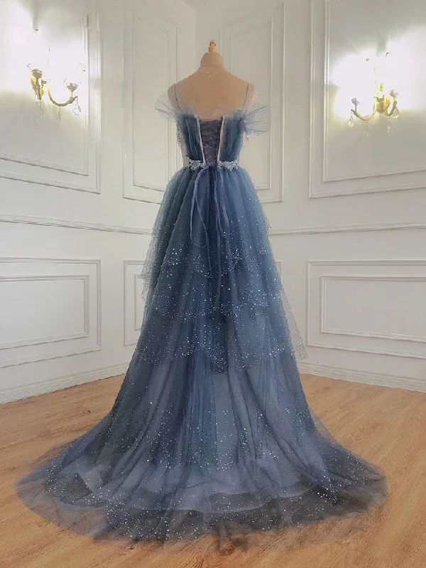 gray-blue-tulle-beads-long-prom-dress-blue-tulle-formal-dress