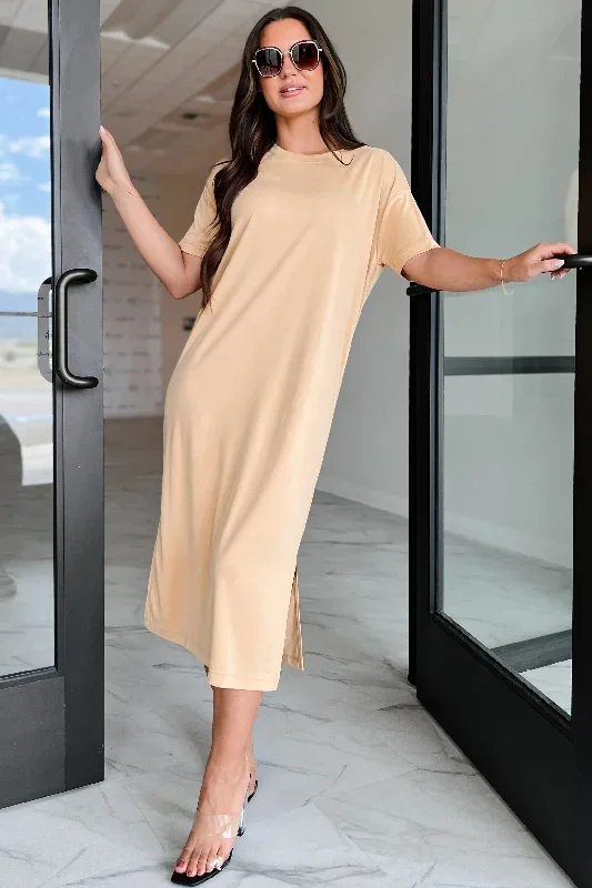 Jaylen T-Shirt Midi Dress (Mustard)