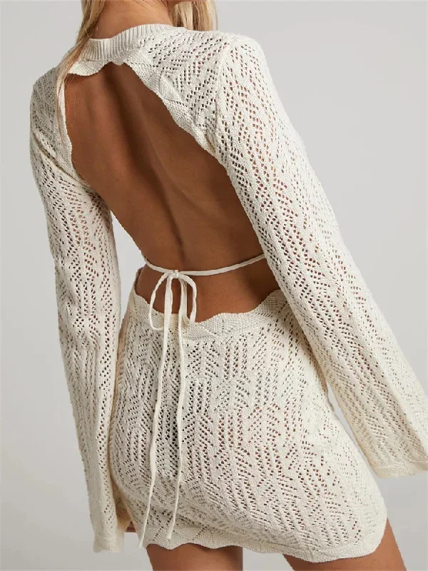 knitted-long-sleeve-backless-tie-up-solid-mini-dress