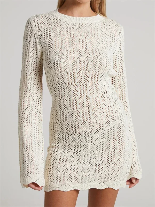 knitted-long-sleeve-backless-tie-up-solid-mini-dress