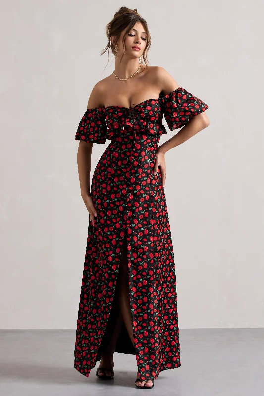 lenna-black-red-floral-bardot-buttoned-split-maxi-dress-cl134718247