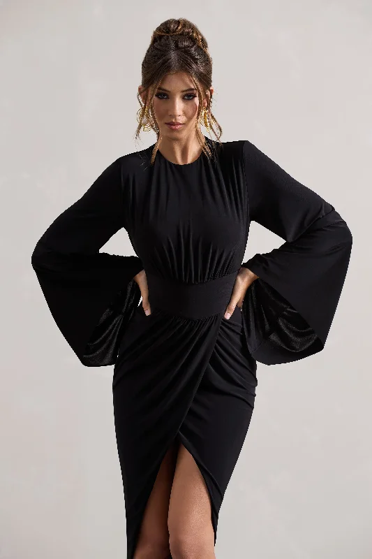 lennox-black-cape-sleeve-gathered-midi-dress-cl134664002