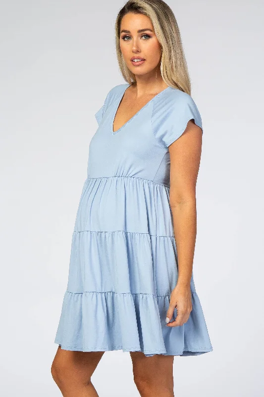 light-blue-tiered-maternity-dress