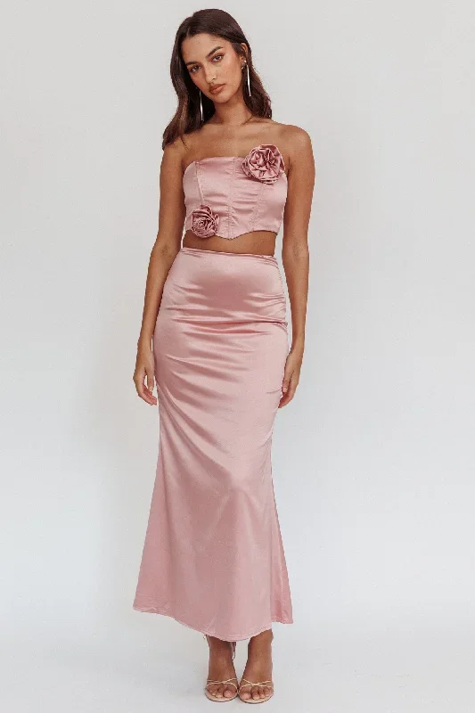 Like A Dove Satin Maxi Skirt Mauve