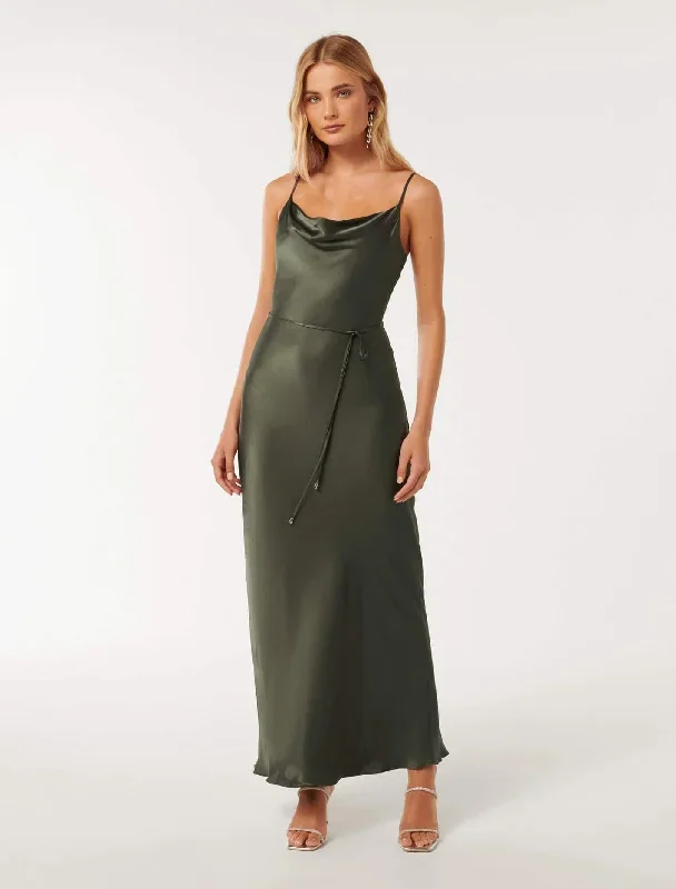 Lucy Satin Cowl Maxi Dress