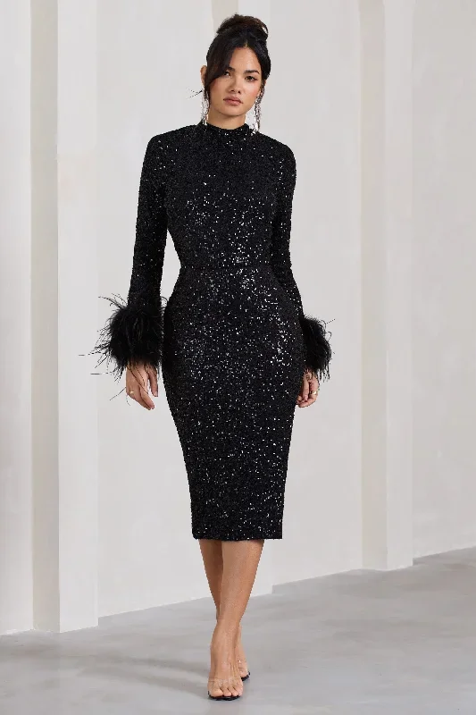 marilyn-black-sequin-long-sleeved-midi-dress-with-feather-cuffs-cl128858002