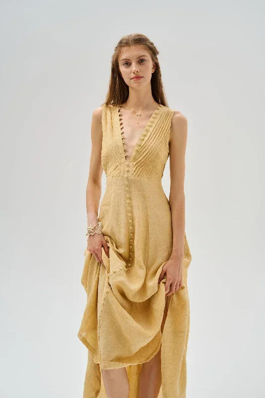 maxi-linen-dress-v-neck-dress-vintage-dress-cocktail-dress-elegant-evening-dress-victorian-dress-linennaive