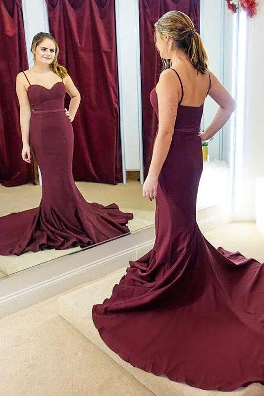 mermaid-straps-burgundy-long-bridesmaid-prom-dress