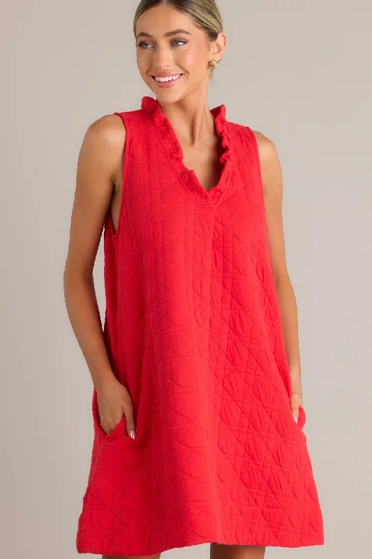 Mystic Jewels Red Quilted Mini Dress