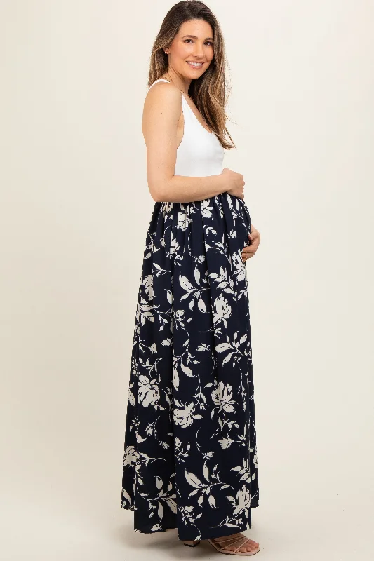 navy-colorblock-floral-maternity-maxi-dress