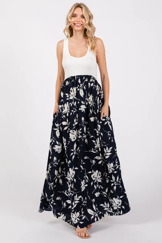 navy-colorblock-floral-maternity-maxi-dress