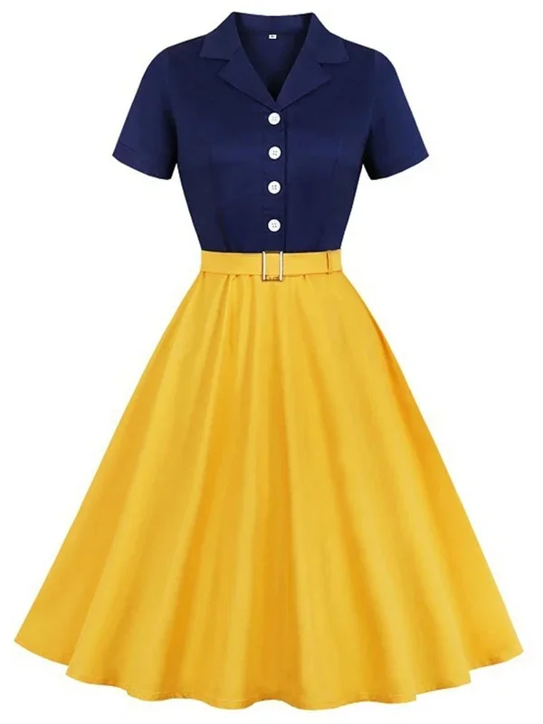 Snow White Style Button 1950s Dress