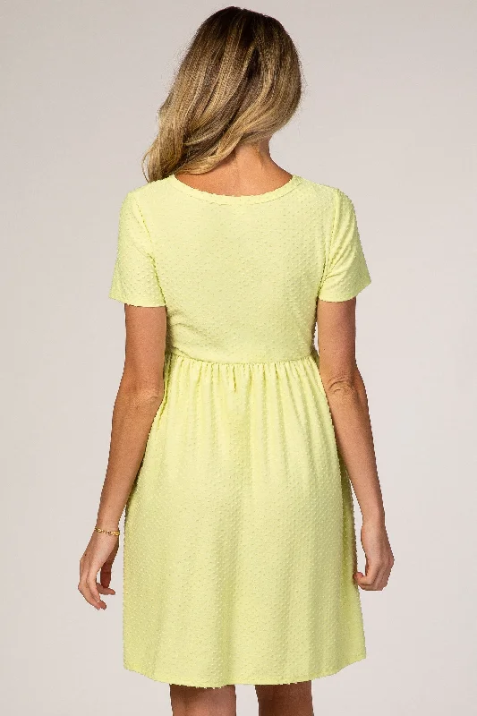 neon-yellow-swiss-dot-short-sleeve-maternity-dress