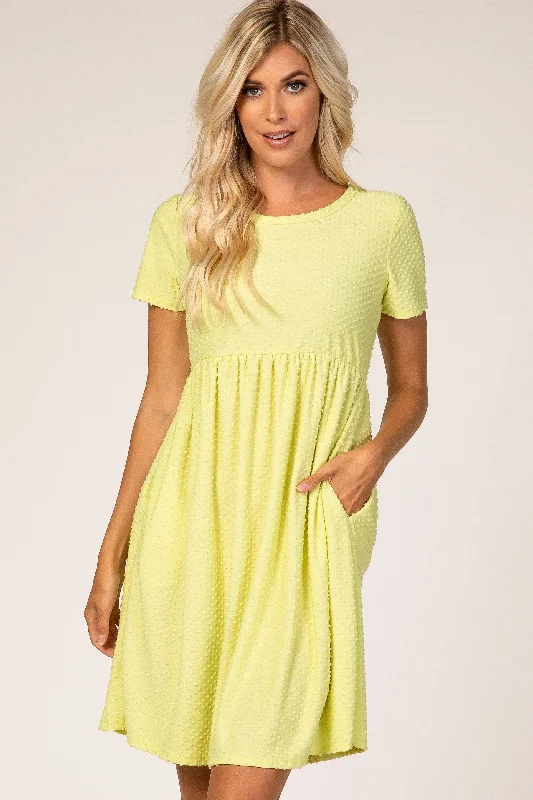 neon-yellow-swiss-dot-short-sleeve-maternity-dress