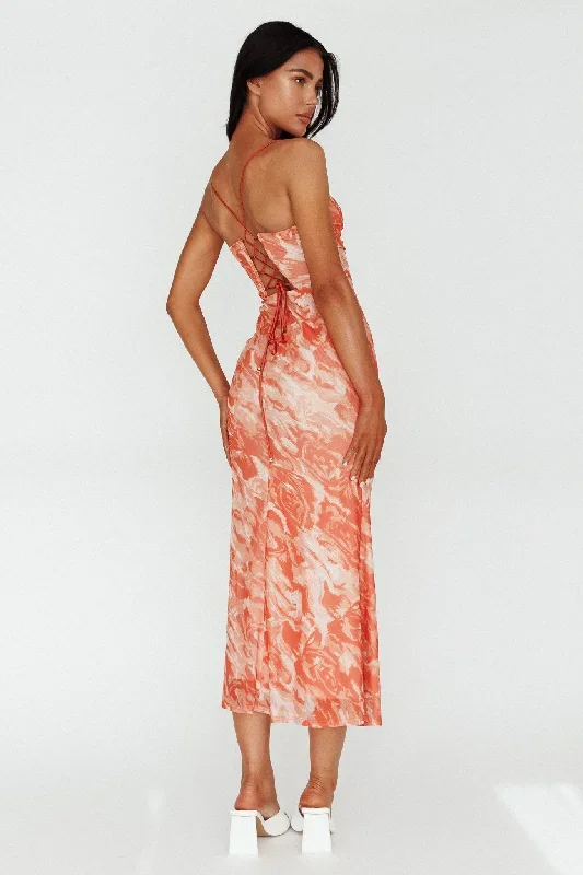 nouveau-u-neckline-midi-dress-marbled-orange