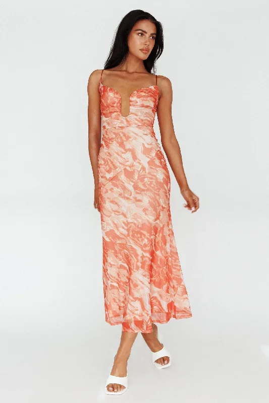 nouveau-u-neckline-midi-dress-marbled-orange