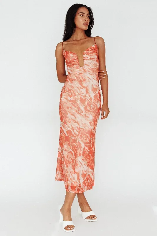 nouveau-u-neckline-midi-dress-marbled-orange