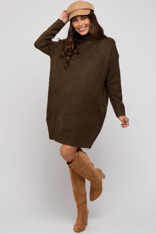 olive-turtleneck-maternity-sweater-mini-dress