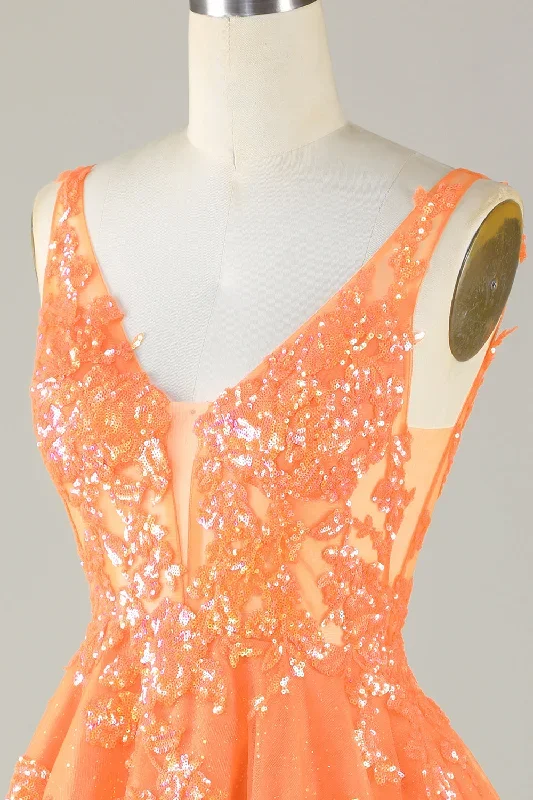 orange-glitter-applique-v-neck-a-line-homecoming-dress