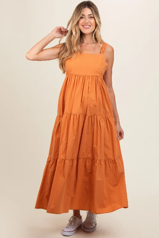 orange-square-neck-cut-out-back-tiered-maternity-maxi-dress