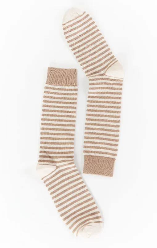 Owen Sock ~ Soft Beige and Dune Stripe