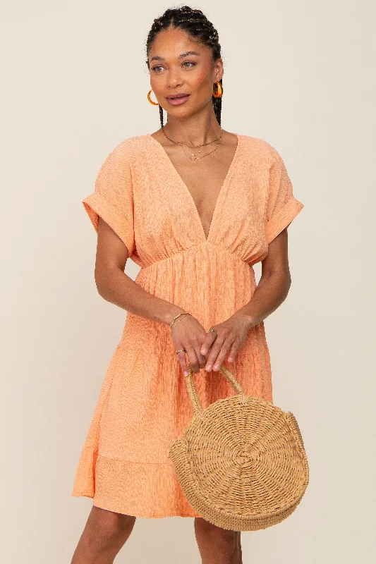 peach-v-neck-tiered-cutout-back-maternity-dress