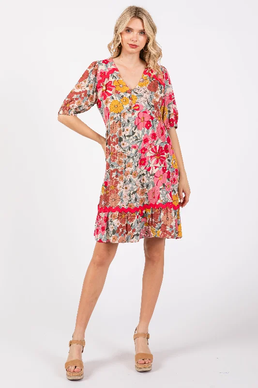 pink-floral-v-neck-half-sleeve-maternity-dress