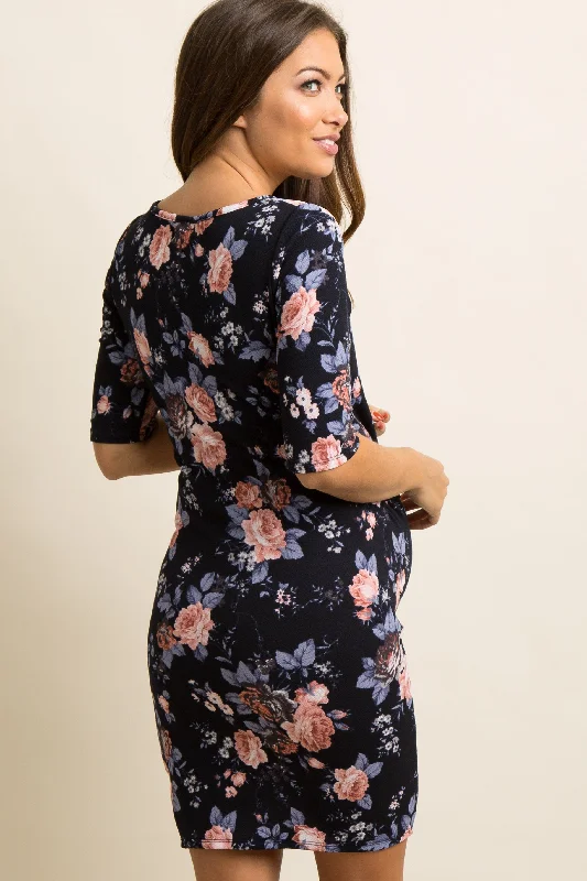 pinkblush-navy-floral-fitted-maternity-dress