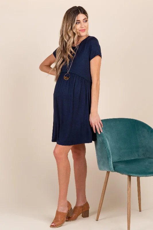 pinkblush-navy-solid-crochet-trim-maternity-shift-dress