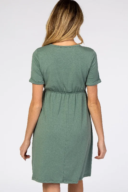 pinkblush-sage-green-cuff-sleeve-waist-tie-maternity-dress