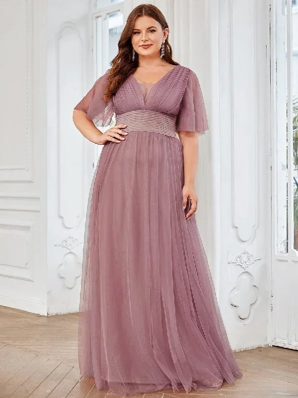 plus-size-pleated-a-line-short-sleeve-wide-waist-tulle-bridesmaid-dress-es0294a