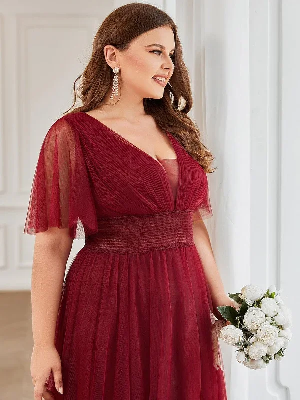 plus-size-pleated-a-line-short-sleeve-wide-waist-tulle-bridesmaid-dress-es0294a