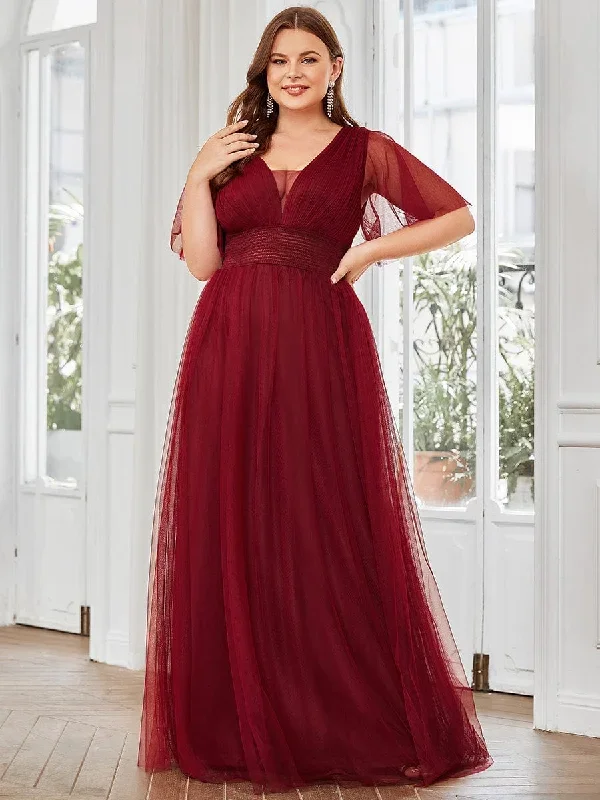 plus-size-pleated-a-line-short-sleeve-wide-waist-tulle-bridesmaid-dress-es0294a