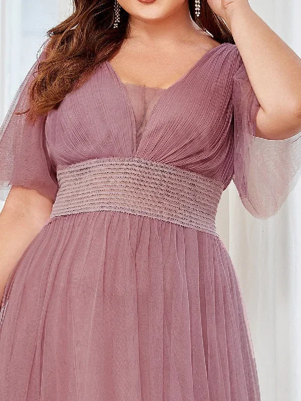 plus-size-pleated-a-line-short-sleeve-wide-waist-tulle-bridesmaid-dress-es0294a