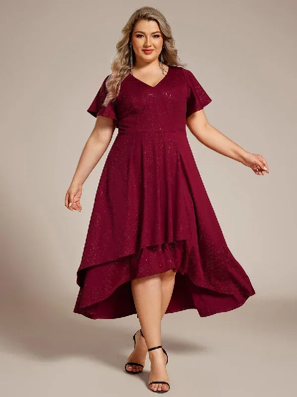 plus-size-ruffled-sleeves-glitery-v-neck-midi-wedding-guest-dress-eg71926