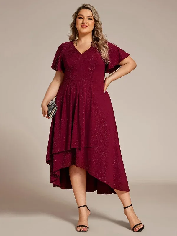 plus-size-ruffled-sleeves-glitery-v-neck-midi-wedding-guest-dress-eg71926