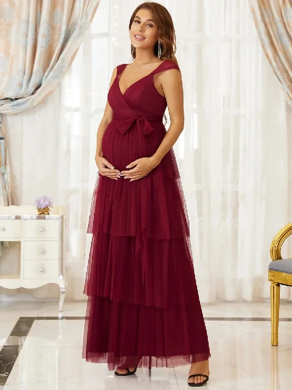 plus-size-tie-waist-v-neck-tiered-floor-length-maternity-dress-ey20794