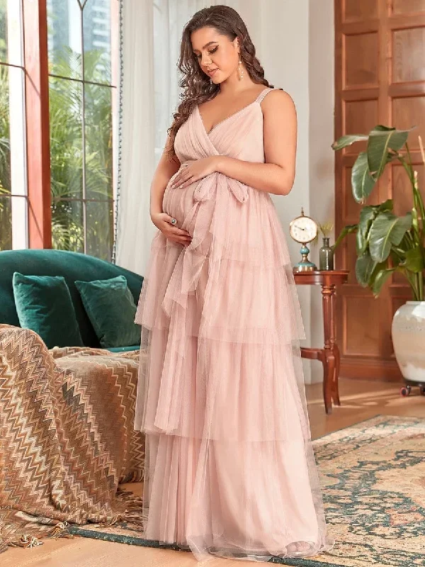 plus-size-tie-waist-v-neck-tiered-floor-length-maternity-dress-ey20794