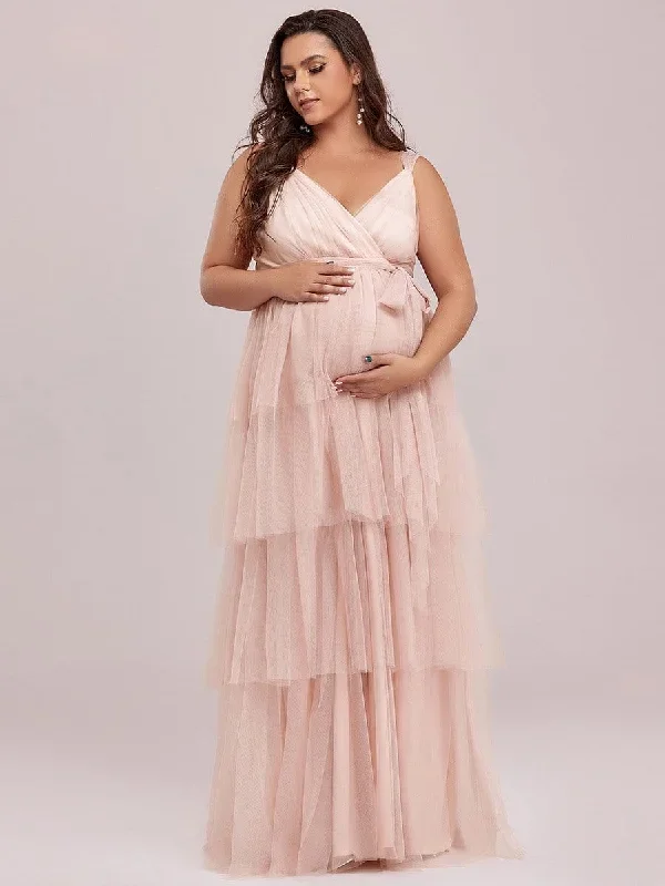 plus-size-tie-waist-v-neck-tiered-floor-length-maternity-dress-ey20794