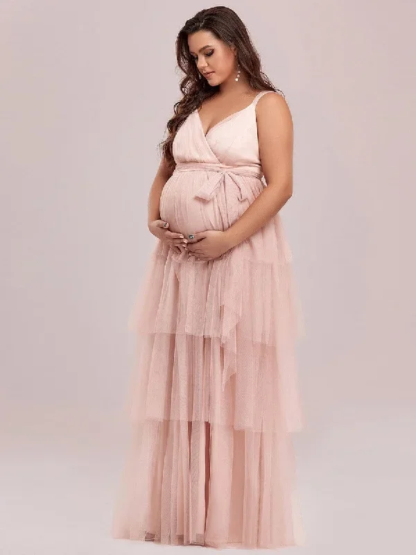 plus-size-tie-waist-v-neck-tiered-floor-length-maternity-dress-ey20794