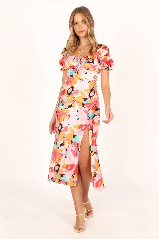 Posie Midi Dress - Pink Floral