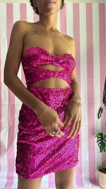 Pretty At The Disco Pink Sequin Mini Dress