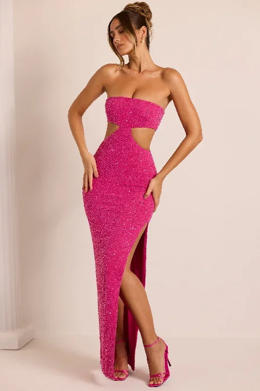 provence-strapless-dress-with-cut-outs-fuchsia