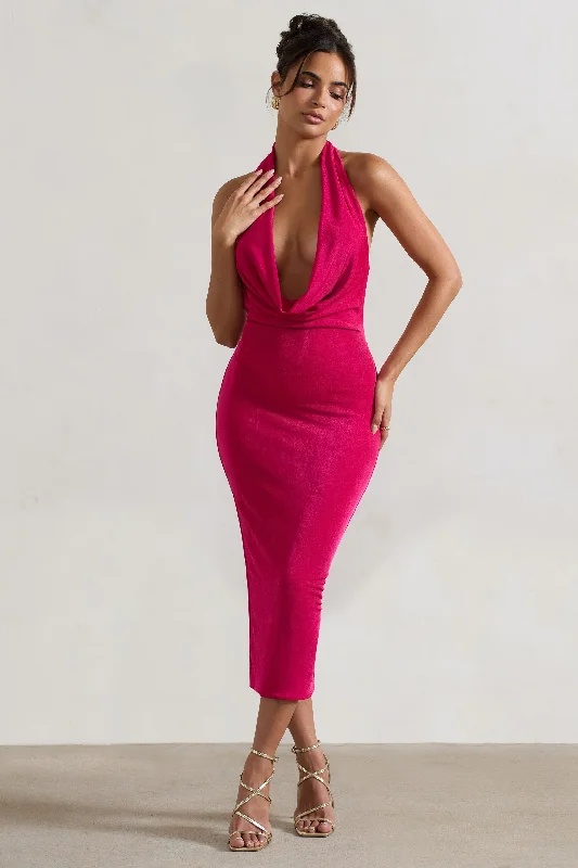 raleigh-hot-pink-cowl-neck-midi-dress-cl134999073