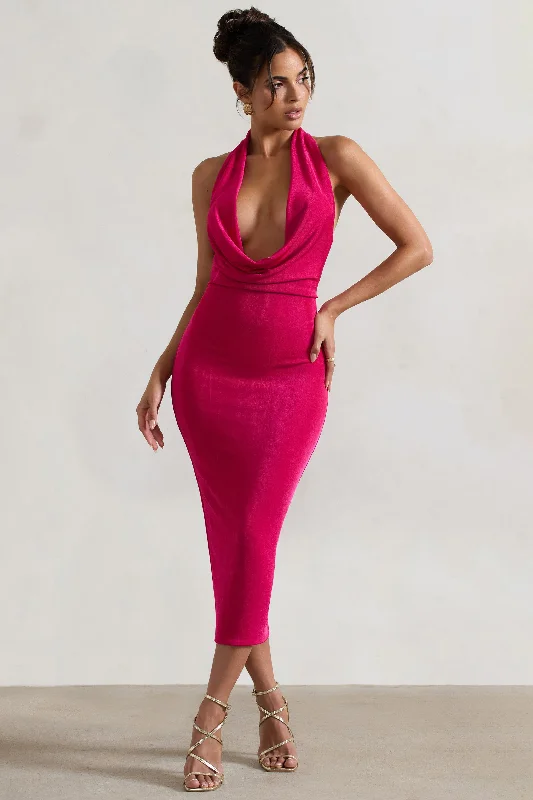 raleigh-hot-pink-cowl-neck-midi-dress-cl134999073