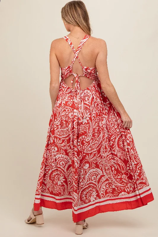 red-paisley-cutout-back-maternity-maxi-dress