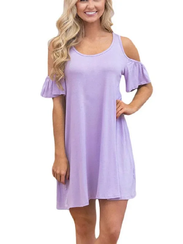 JuliaFashion - 2024 Run Away With Me Cold Shoulder Mini Dress