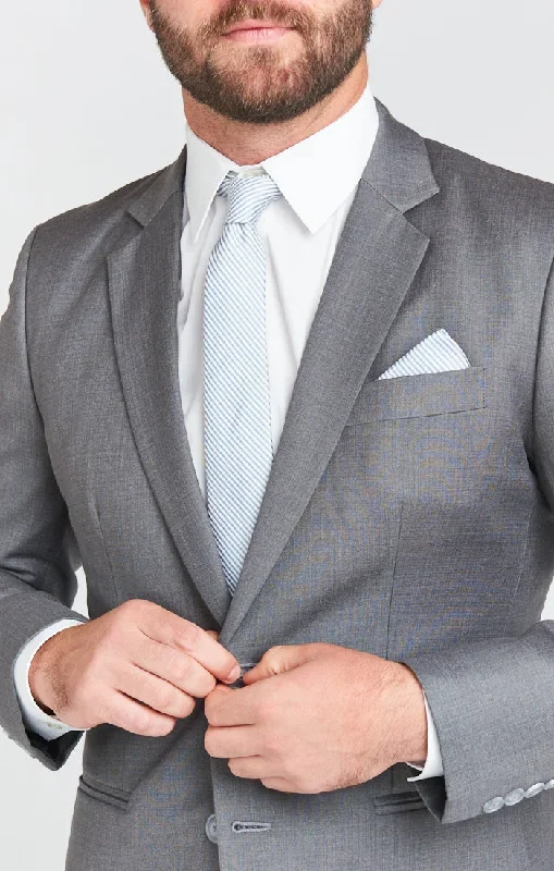 Sam Pocket Square ~ Steel Blue Stripe